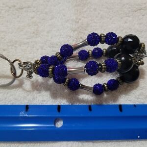 Blue Beaded Keychain